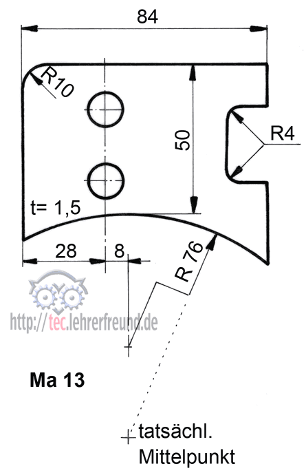 Ma 13 - Bemaßung bei großem Radius