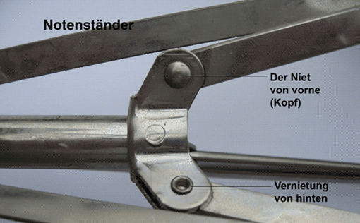 Nietverbindung am Notenständer (Ausschnitt)