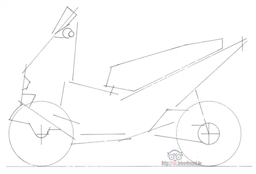 Motorroller, Vorzeichnung, Vorschaubild