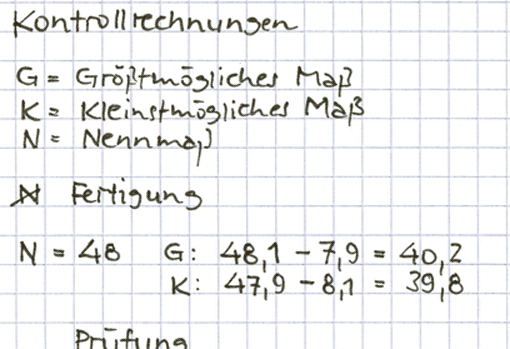 Bemaßungsregeln (Ausschnitt)