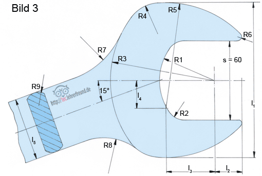 Zeichenübung Maulschlüssel, Lösung, Vorschaubild