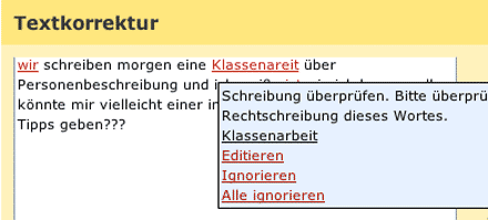 Online-Korrektur von Rechtschreibfehlern mit der Online-Textprüfung von Duden